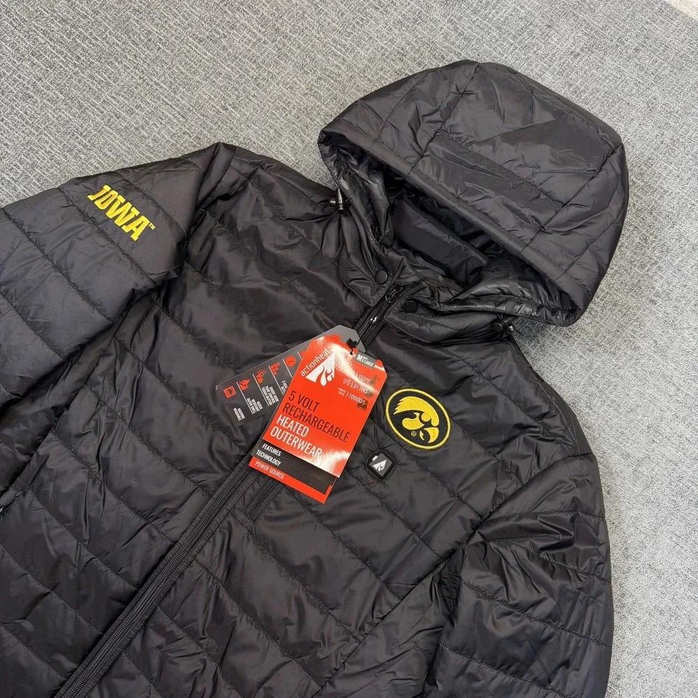 ActionHeat Iowa Hawkeyes Heated Insulated Puffer Jacket Mens XL Black W/ Battery